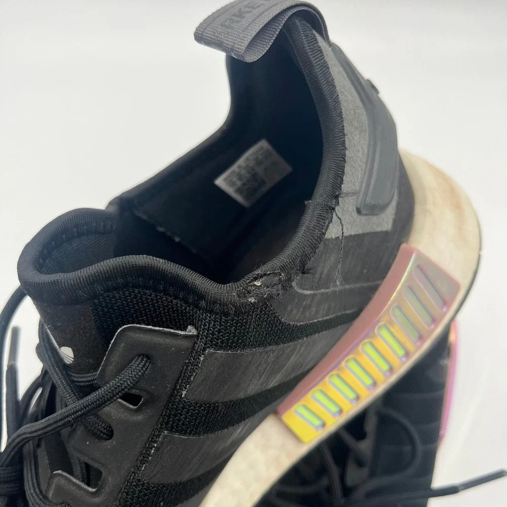 Adidas NMD_R1 Core Black Iridescent Holographic Plugs Boost Sneaker -‎ Size 11